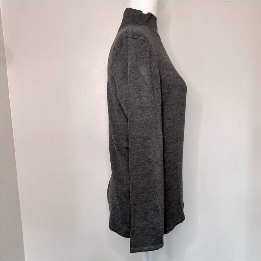 T Tahari Mockneck Sweater, Heather Graphite Gray, Large - Picture 4 of 15